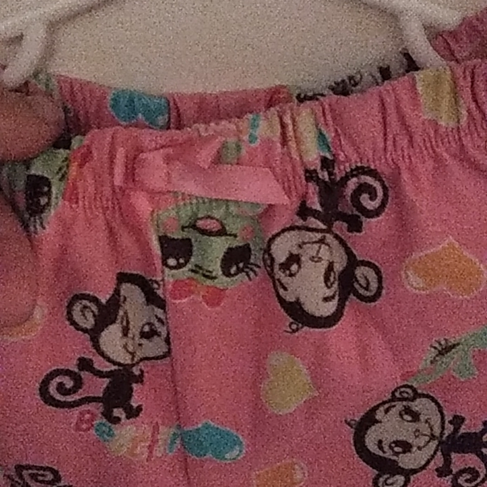 Girls 5T Best friends Monkey Frog Hearts Joe Boxer Pajama Set 4 Glitter Buttons - Picture 4 of 12